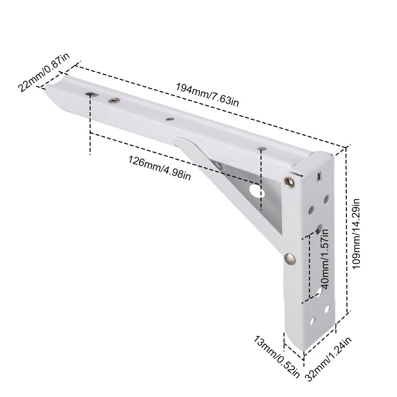 Pxyelec 8 Inch Spring Folding Shelf Bracket Bench Table Heavy Duty L Brackets for Shelves Wall Hanging, Folding Spring Loaded Supports Wall Mount Support, Pack of 4, White - Image 1